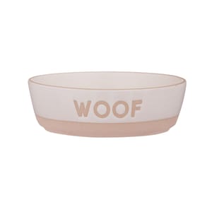 Mason Cash Woof Stoneware Dog Bowl 550ml, Angled Design
