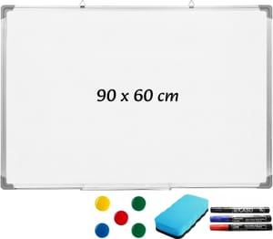 Magnetic White Board Dry Wipe 90 X 60 Cm Aluminium Frame Whiteboard