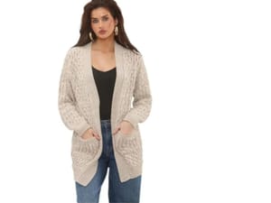 Womens Chunky Cable Knit Cardigan