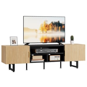 IRONCK 180cm TV Stand Wooden Unit, 3 Shelves, 2 Doors