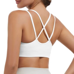 Nabawa Strappy Sports Bra for Women, Medium Support, White, M