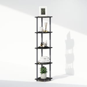 Furinno TURN-N-TUBE Corner Shelf, 5-Tier Display Rack, Black