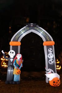 10ft Halloween Outdoor Jack Skellington and Sally Archway Build-in LED Lights