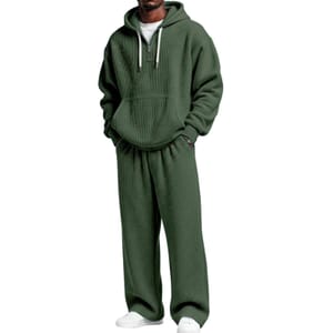 Men's Gym Joggers and Zip Hoodies Set Army Green XXL