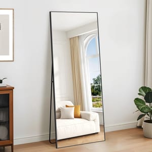 KOCUUY Full-Length Free-Standing Mirror 165x60 Cm, Aluminum Frame, Black