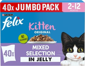 DEAL STACK - FELIX Original Kitten Mixed Jelly Wet Cat Food 40x85g - £9.39 S&S