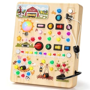 Joyreal Busy Board: Montessori Wooden with 39 LED Lights