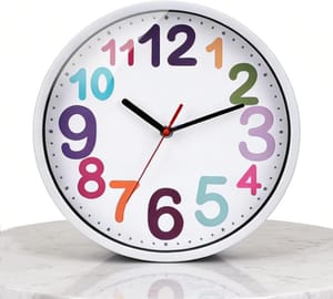 SIN&MI 12-Inch Silent Non-Ticking Wall Clock, Battery-Operated, Colorful