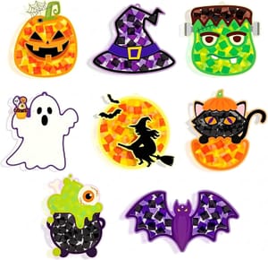 Kideerly Halloween DIY Craft Kit, 24 Pcs, 8 Suncatchers