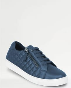 Quilted Side Zip Wide EE Fit Leather Trainer
