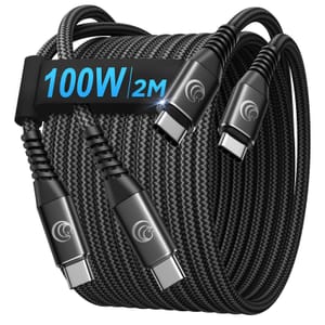 2-Pack 2m USB-C to USB-C 100W Nylon Charger Cables