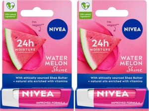 NIVEA Watermelon Shine Lip Balm (4.8g), Pack of 2, Vegan - £3.60 S&S