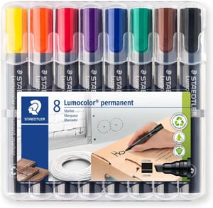 STAEDTLER Lumocolor Permanent Marker, Chisel Tip, 2-5mm, Pack of 8