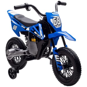 AIYAPLAY 12V Kids Electric Motorbike with Training Wheels, Blue