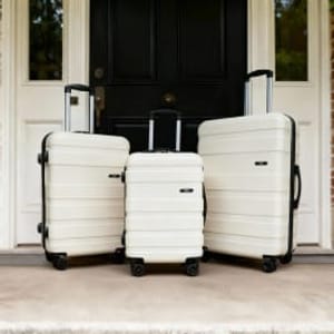 OHS 4 Wheel Hard Shell Suitcase, Cream - 3 Pack
