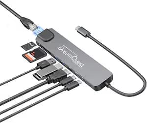 DreamQuest 8-in-1 USB-C Hub: 4K HDMI, 65W PD, SD/TF