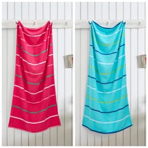 Striped Weft Insert Beach Towel (Pink Freesia or Blue) Free C&C