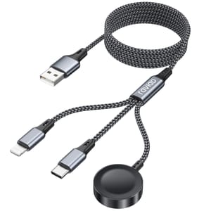 RAVIAD 3-in-1 Apple Watch Charger, 2m USB-C/iPhone Cable