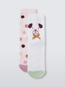 Kids' Fluffy Dog Slipper Socks, Pack of 2, Multi