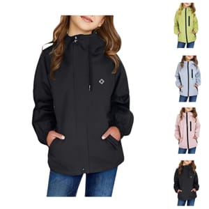 Black Waterproof Windproof Kids Raincoat with Hood