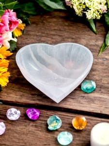 Wingardium Leviosa Selenite Heart Bowl: Charging Crystal, Handmade