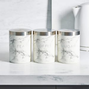 OHS Marble Tea Coffee Sugar Canisters Set of 3