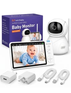 DEAL STACK - BURNNOVE Baby Monitor Camera, 5in 720P, Pan-Tilt, No WiFi