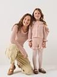 Mini Me Frill Neck Cardigan & Shorts Set - Pink