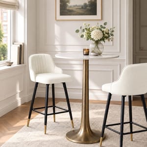Bekrvio 65cm Swivel Bar Stools, Set of 2, Cream White