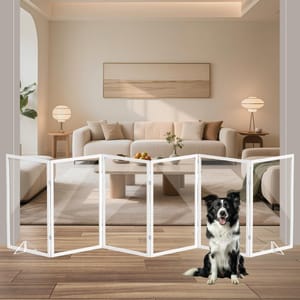 Xifamniy 6-Panel Wooden Dog Gate, Freestanding, Expands to 280cm