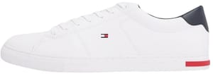 Tommy Hilfiger Men's Essential Leather Detail Vulcanised Trainers, White, 11