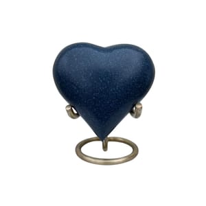 Dark Ocean Blue Marble Heart Keepsake Cremation Urn