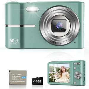 EJXHKNF 1080P Pocket Camera, 50MP, 2.4in Screen, 16X Zoom (Green)