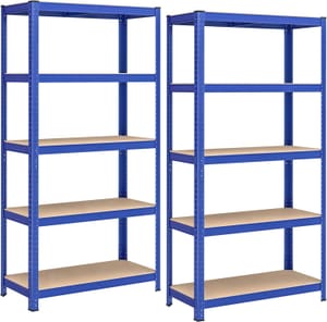SONGMICS 2-Pack Heavy Duty Steel Shelving Units, 5 Shelves, Blue