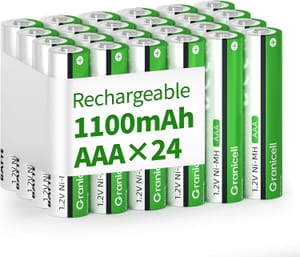 Granicell AAA NiMH Rechargeable Batteries, 1100mAh, 24 Pack