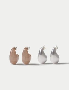M&S 2 Pack Brushed Teardrop Earrings