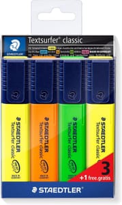 STAEDTLER Textsurfer Classic Highlighters 4-Pack, Assorted Colours