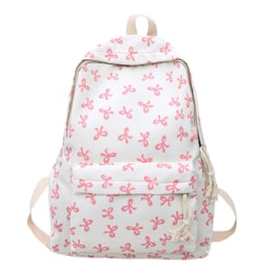 Girls' Rucksack with Pink Bow, Adjustable Straps, Kawaii Aesthetic