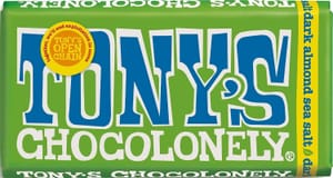 Tony's Chocolonely Dark Almond Sea Salt Chocolate Bar, 180g, Vegan
