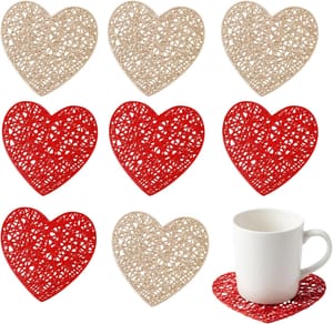 WORUIB 8 Pack Heart Shaped Silicone Coasters