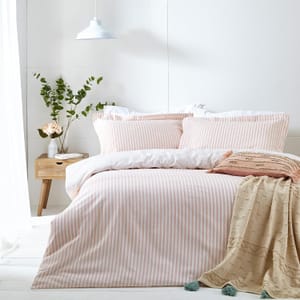 Yard Hebden 100% Cotton Stripe Duvet Set Blush Super King