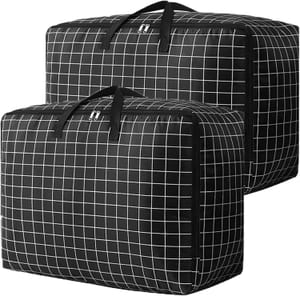 2x 105L Oxford Fabric Moving Storage Bags with Zips Black