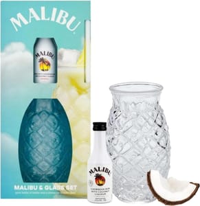 Malibu Coconut Rum Miniature + Glass Gift Set