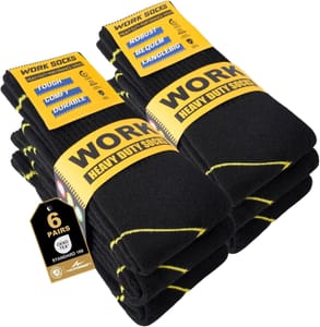 Niorasen Men's Work Socks Heavy Duty, 6/10 Pairs Durable Crew Socks