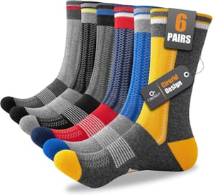 Cirorld Men's Cushioned Moisture-Wicking Breathable Work Socks (6 Pairs)