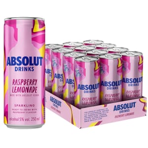 Absolut Raspberry Lemonade Cocktail Cans 5% ABV, 12 X 250ml