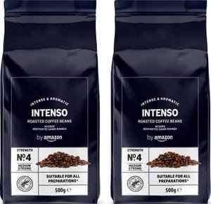 Amazon Intenso Coffee Beans, Light Roast, 1kg (2x500g) Rainforest Alliance