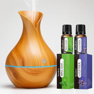 Parahon Wood Aroma Diffuser 130ml, Ultrasonic, 7-Color LED, BPA-Free