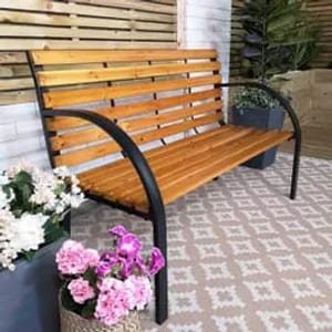 Ambleside 2-Person Outdoor Metal Wood Patio Bench