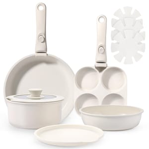 GIPP 11-Piece Ceramic Pots and Pans Set, Nonstick, White